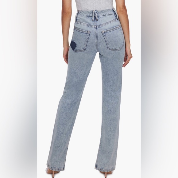 Good American Good Boy Split Hem High Waist Straight Leg Jeans - Picture 2 of 6